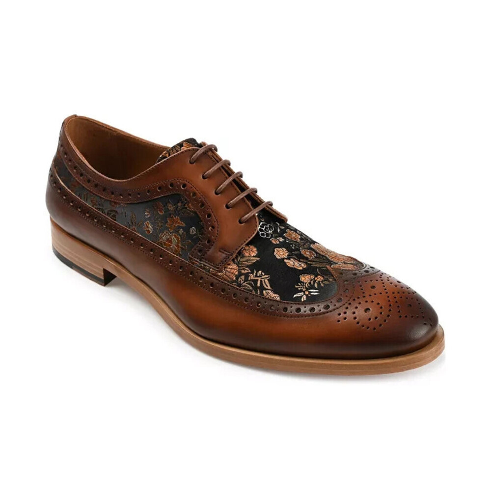 Taft Preston Oxford Men's US 9.5 Brown Leather Almond Toe Dress Shoes HAWK279